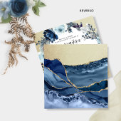 Spanisch, Chic Blue und Gold, Blumenkatze Quinceñe Einladung