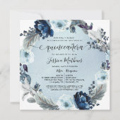 Spanisch, Chic Blütenblüten und Foil Quinceñe Einladung (Vorderseite)