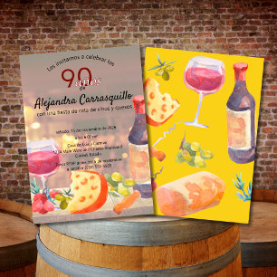 Spanisch Chic Wein- und Käse-Verkostung 90. Geburt Einladung