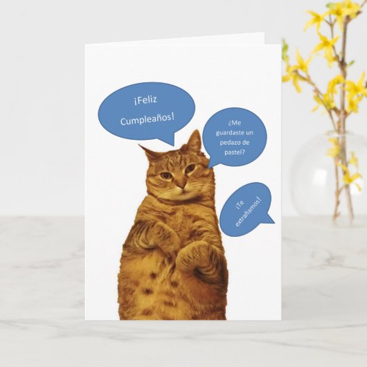 Spanisch: Cumpleanos gatito Karte (Gelbe Blume)
