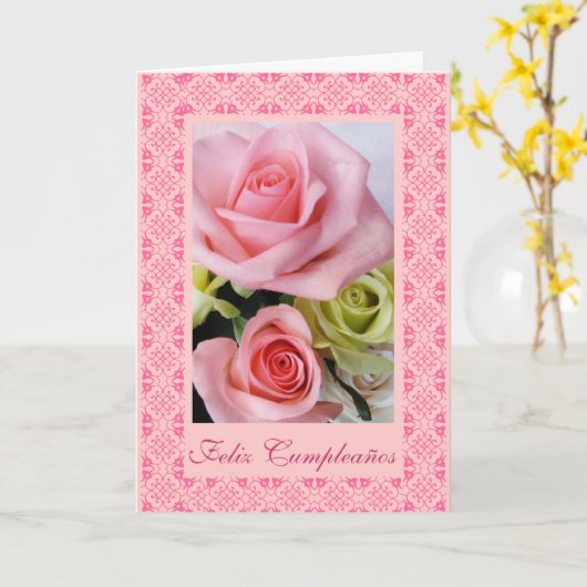 Spanisch: Cumpleanos y rosas Karte (Gelbe Blume)