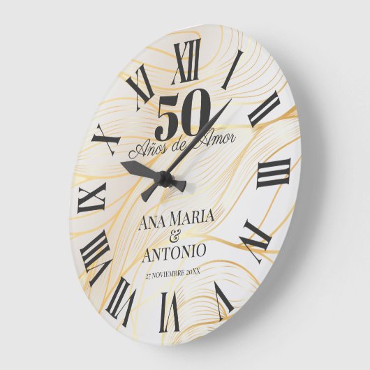 Spanisch Custom 50. Wedding Anniversary Geschenk Große Wanduhr (Winkel)