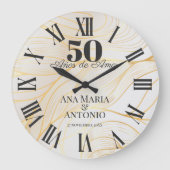 Spanisch Custom 50. Wedding Anniversary Geschenk Große Wanduhr (Vorderseite)