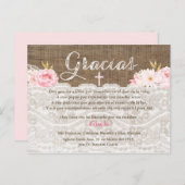 Spanisch Danke Karte für Taufe Bautizo Gracias (Vorne/Hinten)