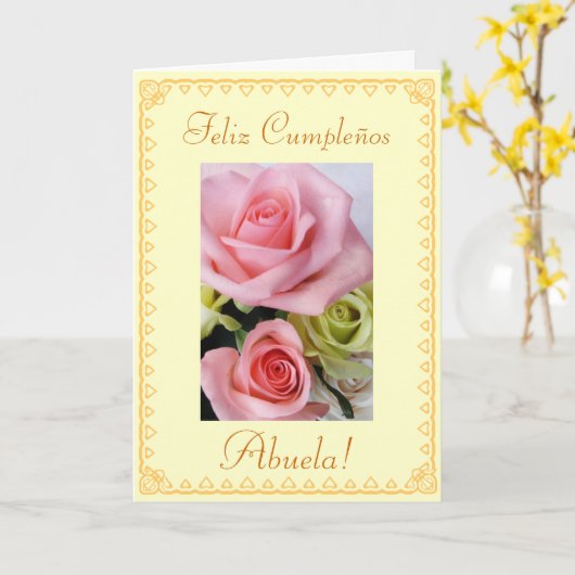 Spanisch: Der Geburtstag der Großmütter Karte (Gelbe Blume)