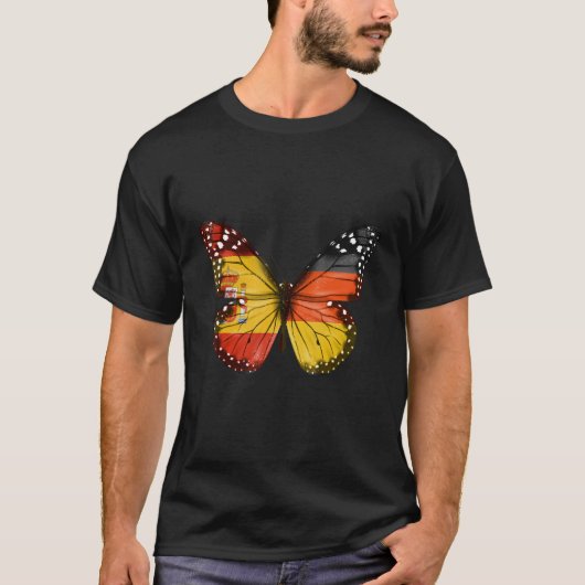 Spanisch - Deutscher Schmetterling T-Shirt (Vorderseite)