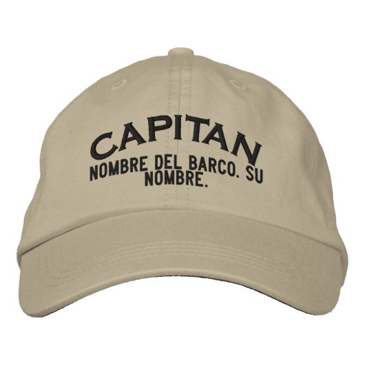 SPANISCH El Capitan Nombre del barco y su nombre Bestickte Baseballkappe (Vorderseite)