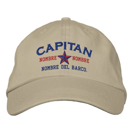 SPANISCH El Capitan Nombre del barco y su nombre Bestickte Baseballkappe (Vorderseite)
