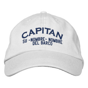 SPANISCH El Capitan Nombre del barco y su nombre Bestickte Kappe
