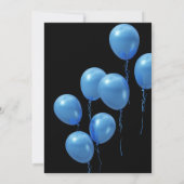 Spanisch Elegant Blue Balloons Black 100. Geburtst Einladung (Rückseite)