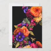 Spanisch Elegant Bright Florals Black 40. Geburtst Einladung (Rückseite)