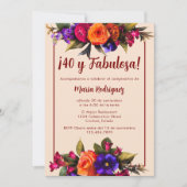 Spanisch Elegant Bright Florals Cream 40. Geburtst Einladung (Vorderseite)