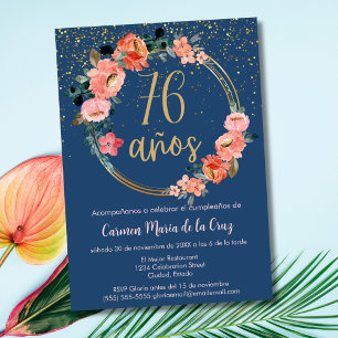 Spanisch Elegant Chic Floral 76. Geburtstagsfeier Einladung