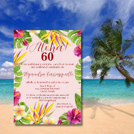 Spanisch Elegant Pink Aloha Colorful 60. Geburtsta Einladung
