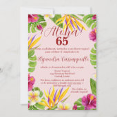 Spanisch Elegant Pink Aloha Colorful 65. Geburtsta Einladung (Vorderseite)