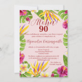 Spanisch Elegant Pink Aloha Hawaiian 90. Geburtsta Einladung (Vorderseite)