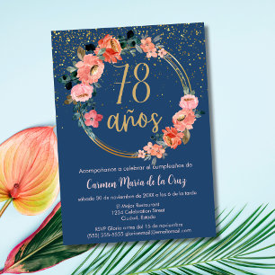 Spanisch Eleganter Chic Floral 78. Geburtstagsfeie Einladung