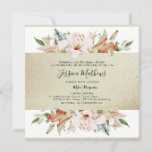 Spanisch, Eleganter Gold Champagne Floral Quinceñe Einladung (Vorderseite)