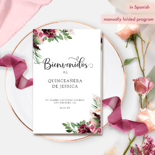 Spanisch, Elegantes Programm Burgund Quinceañera