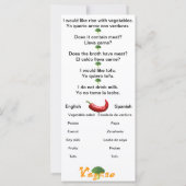 Spanisch Englisch PhrasesVegan Cheat sheet card (Rückseite)
