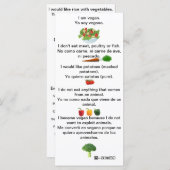 Spanisch Englisch PhrasesVegan Cheat sheet card (Vorne/Hinten)