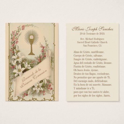 Spanisch Erste Heilige Kommunion Religiös Katholis (Vorne & Hinten)
