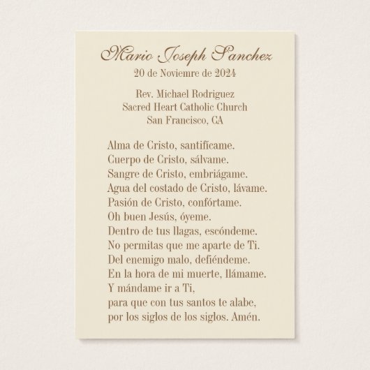 Spanisch Erste Heilige Kommunion Religiös Katholis (Rückseite)