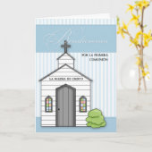 Spanisch Erste Kommune Blau mit Kapelle Karte (Gelbe Blume)