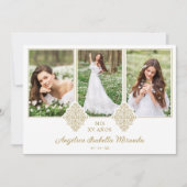 Spanisch Extravagant mein XV Jahre 3 Fotos Spitzen Einladung (Vorderseite)