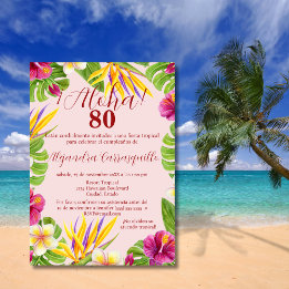 Spanisch Farbenfroh Rosa Aloha Elegant 80. Geburts Einladung