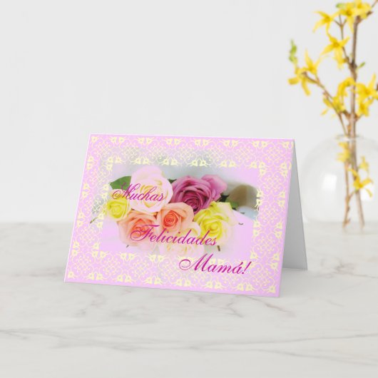 Spanisch: Feliz Cumpleanos Mamá! Karte (Gelbe Blume)