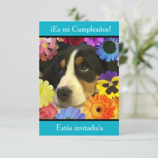 Spanisch: Fiesta de cumpleaños - Invitación Einladung (Stehend Vorderseite)