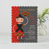 Spanisch Flamengo Mädchen Geburtstags-Party Einladung (Stehend Vorderseite)