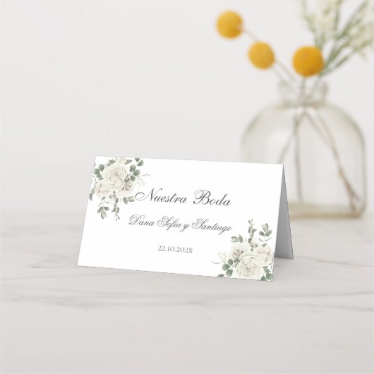 Spanisch Floral Boho Wedding Platzkarte (Rückseite)