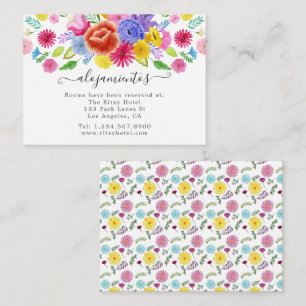 Spanisch florale Fiesta Hochzeitsunterkünfte Begleitkarte