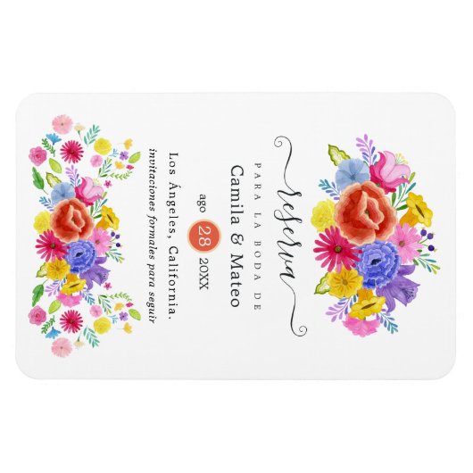 Spanisch florale Fiesta Wedding Save the Date Magnet (Horizontal)