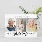 Spanisch Foto Collage Gracias Beerdigung Dankeskarte (Stehend Vorderseite)