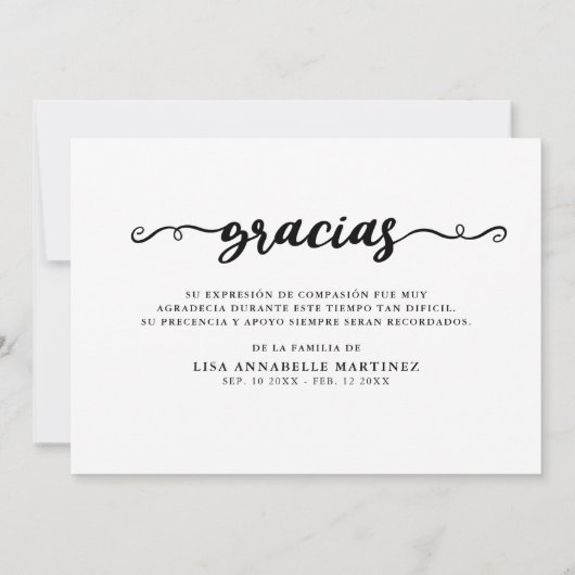 Spanisch Foto Collage Gracias Beerdigung Dankeskarte (Rückseite)