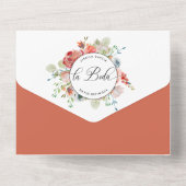 Spanisch, Foto, Coral Peach Hochzeitszerre Abseits All In One Einladung (Rückseite)