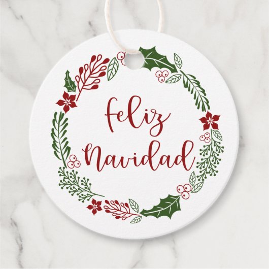 Spanisch Frohe Weihnachten, Feliz Navidad, Custom Geschenkanhänger (Vorderseite)