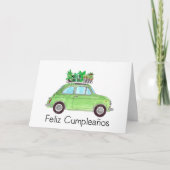Spanisch Geburtstag Retro Fiat 500 Karte (Vorderseite)