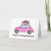 Spanisch Geburtstag Retro Fiat 500 Karte (Vorderseite)