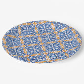 Spanisch Gelb Blauer Til Mittelalter Hochzeit Pappteller (Schrägansicht)