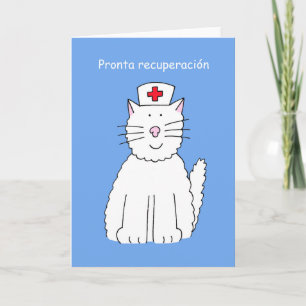 Spanisch Get Well bald Cartoon Cat Karte