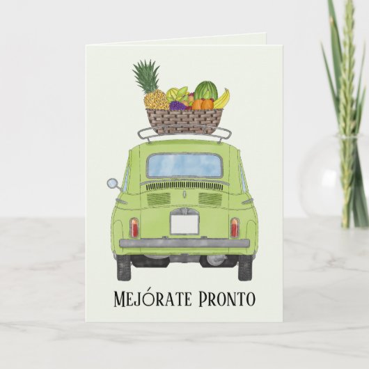 Spanisch Get well Red Retro Fiat 500 Karte (Vorderseite)