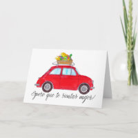 Spanisch Get well Red Retro Fiat 500