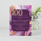 Spanisch Gorgeous Agate 100. Geburtstagsparty Einladung (Stehend Vorderseite)