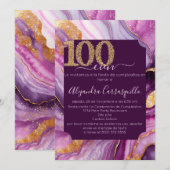 Spanisch Gorgeous Agate 100. Geburtstagsparty Einladung (Vorne/Hinten)