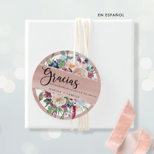 Spanisch, Gracias Rose Gold Quinceañera Gefälligke Geschenkanhänger