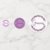 Spanisch Gracias Typografy Chic Lila Leaf Kranz Konfetti (Rückseiten)